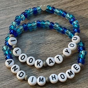 I Look At You And Im Home Disney Inspired Bracelets Glass Pony Beads Stretchy